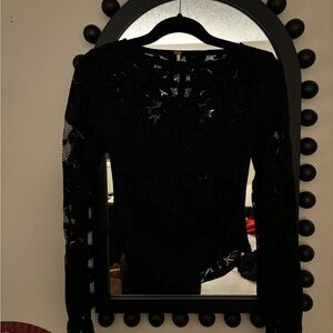 Free people lace long sleeve with metal clasp hook on sleeves